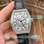 Swiss Copy Franck Muller Secret Hours Silver Dial With Leather Strap Watch